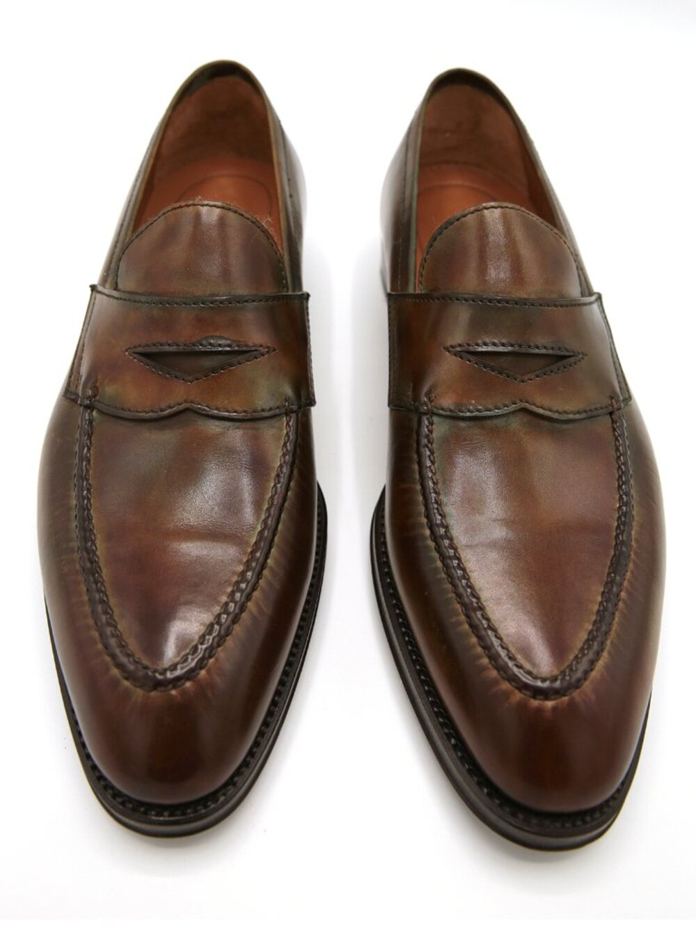 Bontoni Penny Loafers Dark Brown Hand Burnished Leather Made in Italy